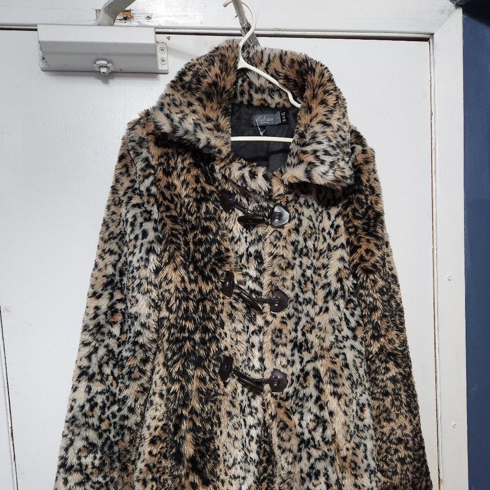 Leopard inspired faux fur coat